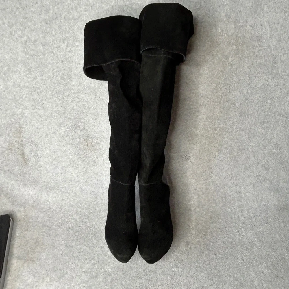 Steve Madden Black Suede Over The Knee Platform Stiletto‎ Boots Sz 8 Whimsigoth
